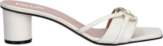 Pollini Sandalen met ringdetail en pebble-nerf - Dames - Muiltjes - Wit - 37 EU - Leer - Schoenen