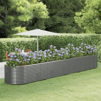 Berkfield Home Garden Raised Bed Grey 554x100x68 cm Powder-coated Steel | Size: 554 x 100 x 68 cm