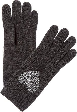 Portolano Crystal Stones Heart Cashmere Tech Gloves