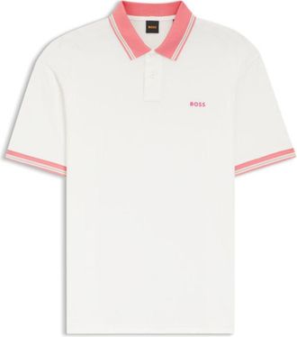 BOSS Cotton-jersey polo shirt with stripe trims