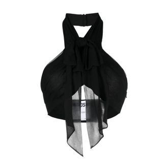 Moschino Tops, Dames, Zwart, S, Backless Silk Crop Top