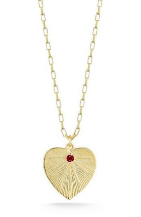 Sphera Milano 14K Gold Plated Sterling Silver Heart Pendant Necklace in Gold/red at Nordstrom Rack