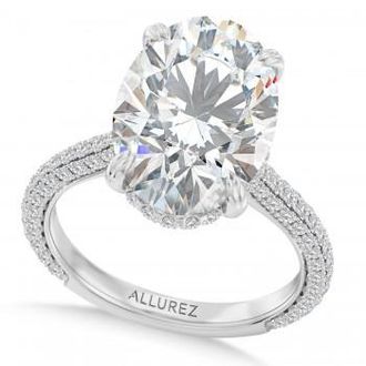 Allurez Oval Lab Diamond Engagement Ring 14K White Gold (3.90ct)