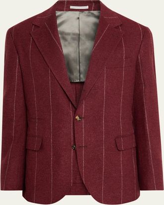Brunello Cucinelli Mens Chalk Stripe Cavallo Blazer