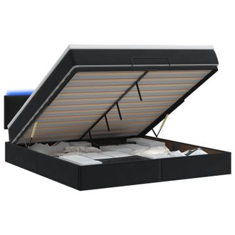 vidaXL Letto Ottomano Con Materasso E Led Nero 180 X 200 Cm Velluto Vidaxl