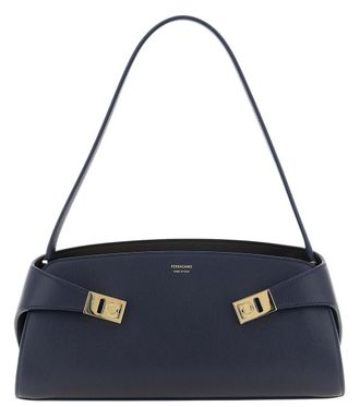 Ferragamo Navy Blue Hug East-West Large Shoulder Bag