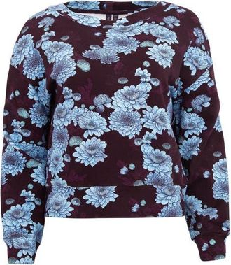 Lords of Harlech Clara Oversized Brushed Knit Sweatshirt in Serious Floral Plum at Nordstrom, Size Xx-Large