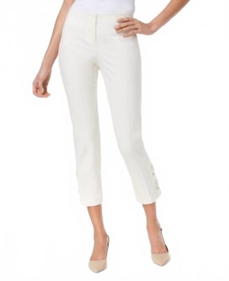 Alfani Womens Cropped Lace Up Pants In Cloud
