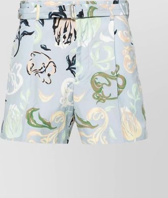 Lanvin cotton printed pleated thigh-length tailored shorts