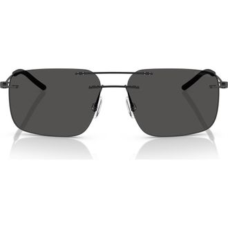 Moncler 56mm Rimless Rectangular Sunglasses in Matte Black at Nordstrom
