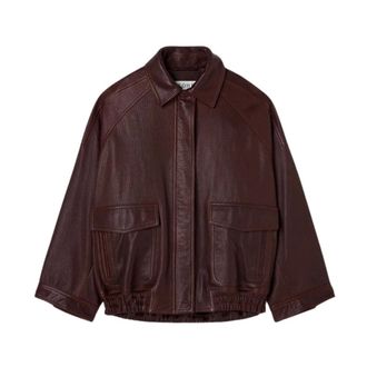 R&oacute;he Grain Leather Aviator Jacket - Dames - Jassen - Bruin - Maat: S Leer