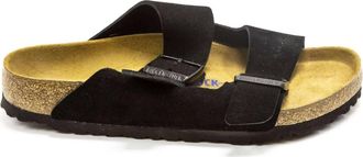 Birkenstock Mens Arizona Soft Footbed Sandals In Black Suede