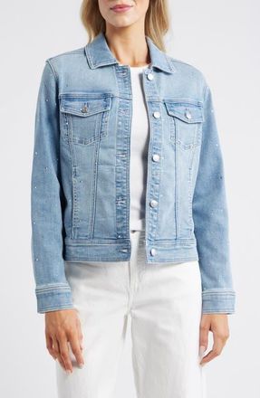 Tommy Bahama Sparkle Classic Denim Jacket in Venice Sky Wash at Nordstrom, Size Small