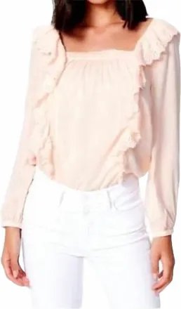 Paige Brylen Squareneck Eyelet Ruffle Top In Peach Blush