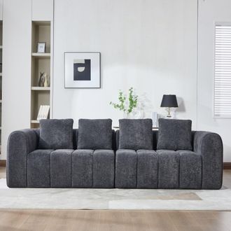 STILVORA 2-pieza Sof&aacute; Esquinero Modular (gris Oscuro, 260x94,5x80cm), Espuma De Alta Densidad, Sin Montaje, Tela De Terciopelo Con Reposabrazos, Sof&aacute; De Asient