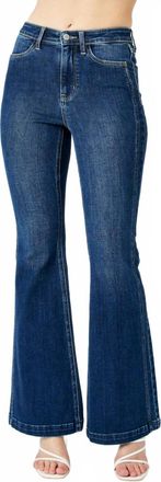 Judy Blue High Waist Angled Side Seam Flared Jeans In Blue