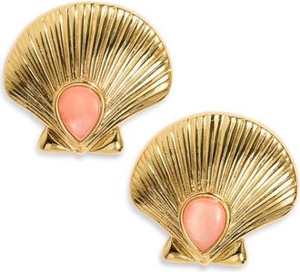 Frasier Sterling Bora Bora Shell Statement Stud Earrings in Coral at Nordstrom