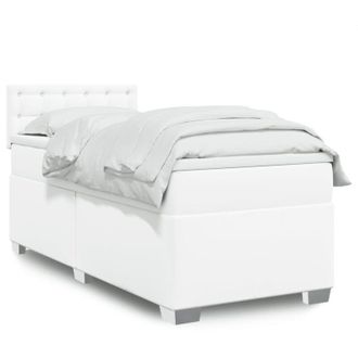 vidaXL Vidaxl - Cama Box Spring Con Colch&oacute;n Cuero Sint&eacute;tico Blanco 80x200 Cm