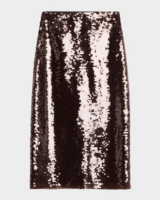 Tanya Taylor Kiah Sequined Midi Skirt