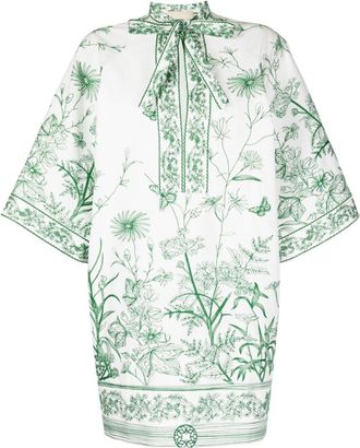 Elie Saab embroidered half-sleeves dress - women - Polyester/Cotton/Cotton/Lycra - 40 - White