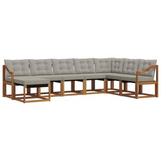 vidaXL Conjunto De Sof&aacute;s De Exterior 8 Pcs Gris Natural Y Claro Vidaxl