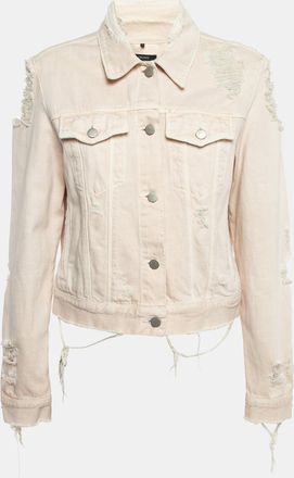 J Brand Cream Distressed & Ripped Denim Buttoned Jacket