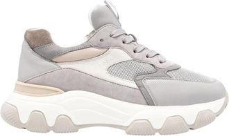 Hogan Grijze su&egrave;de sneakers met chunky zool - Dames - Sneakers - Grijs - 36 1/2 EU - Su&egrave;de - Schoenen