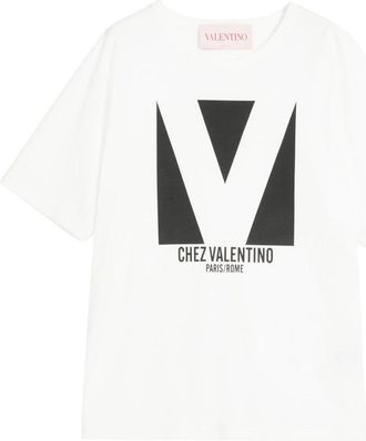 Valentino Garavani Chez Valentino T-shirt - Dames - T-shirts - Wit - M - Katoen - Tops