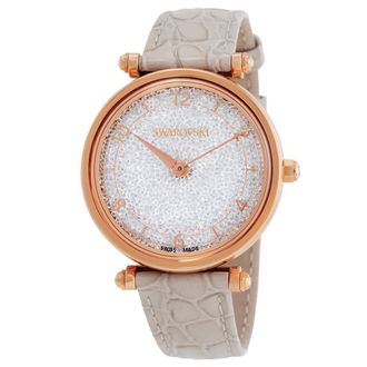 Swarovski Crystalline Wonder Leather Strap Pvd Rose Gold Beige Crystal