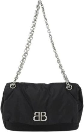 Balenciaga Pre-owned Shoulder Bags, female, Black, Size: ONE SIZE Pre-owned Monaco Nylon Shoulder Bag
