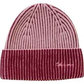 TBCo Cashmere & Merino Ribbed Two-Tone Beanie in Pink Two-Tone at Nordstrom