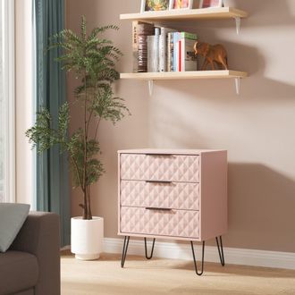 Lewis's Harlequin 3 Drawer Chest in Kobe Pink - Ready Assembled - Lewiss Home | TJ Hughes