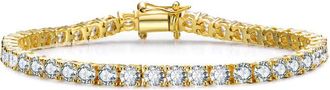 Rachel Glauber Elegant 4mm Clear Cubic Zirconia Magnetic Lock Tennis Bracelet
