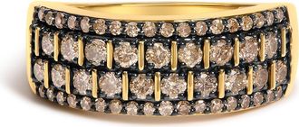 House of Brilliance 10K Yellow Gold Plated.925 Sterling Silver 3/4 ctw Champagne Diamond Band Ring in Yellow Gold Over Silver at Nordstrom, Size 7