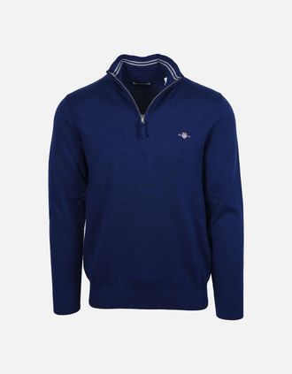 GANT Mens GANT CLASSIC COTTON HALF ZIP RICH NAVY - Size: 44