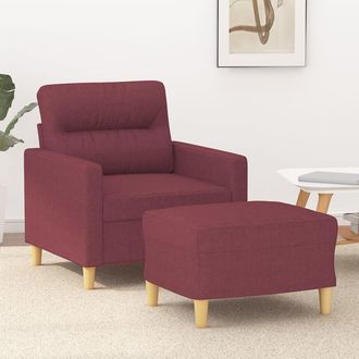 vidaXL Sill&oacute;n Con Taburete Tela Rojo Tinto 60 Cm Vidaxl