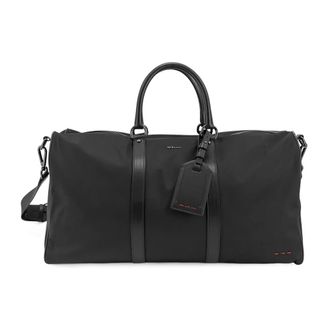 Kiton Weekend Bags, male, Black, ONE SIZE, Nylon Duffle Bag with Leather Inserts