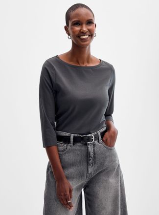Contemporaine Womens SUPIMA cotton boat-neck T-shirt