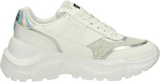 Versace Jeans Couture Glitter Leren Lage Sneakers - Dames - Sneakers - Wit - 38 EU - Leer - Schoenen