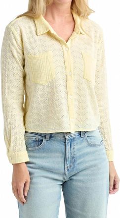 Red Haute Eyelet Cropped Button Down Shirt In Yellow