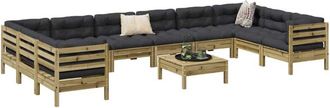 vidaXL Set De Sof&aacute;s Jard&iacute;n 11 Pzas Con Cojines Madera Pino Impregnada Vidaxl