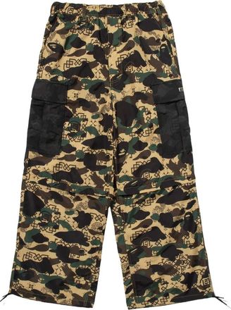 A Bathing Ape BAPE X Clot Camo Detachable Relaxed Fit Cargo Pants Yellow 0ZXPTMX90552P-YEL