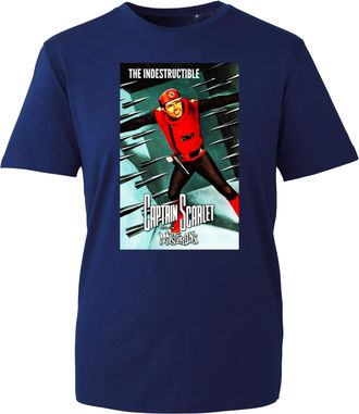 Generic Scarlet Captain Retro Series T-Shirt, Funny British Sci-Fi Parody Tee, Old School TV Poster Style Gift Unisex Top UK (Navy, XL)