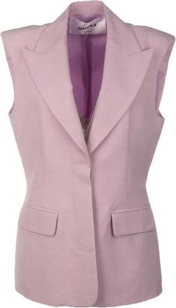Ombra Milano Stijlvolle Jassen en Vesten Collectie - Dames - Gillet - Paars - M/L - Kostuums