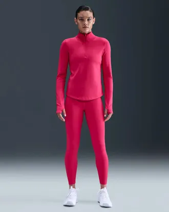 Nike One Top Womens Rush Pink Therma-Fit 1/2 Zip Mid Layer Thumbhole JAX1617