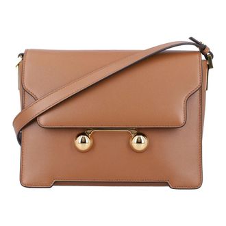 Marni Cross Body Bags, female, Brown, Size: ONE SIZE Light Brown Shoulder Bag with Magnetic Flap