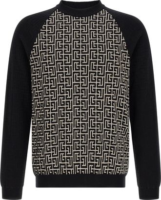 Balmain Bicolor Cotton Mens Cardigan
