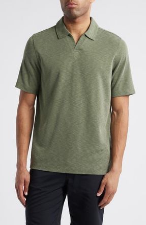 Johnston & Murphy Vintage Slub Modal Blend Johnny Collar Polo in Olive at Nordstrom, Size Xx-Large