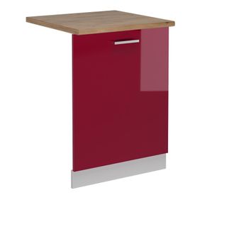 Vicco Tapa Del Lavavajillas R-line, Rojo Burdeos Alto Brillo, 60 Cm, Et Roble