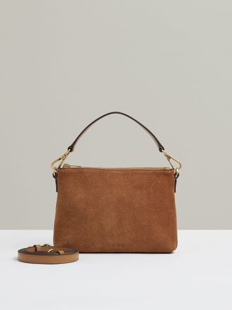 Reiss Womens Tan Leather Double Strap Bag, Size: 17x22x3.5cm